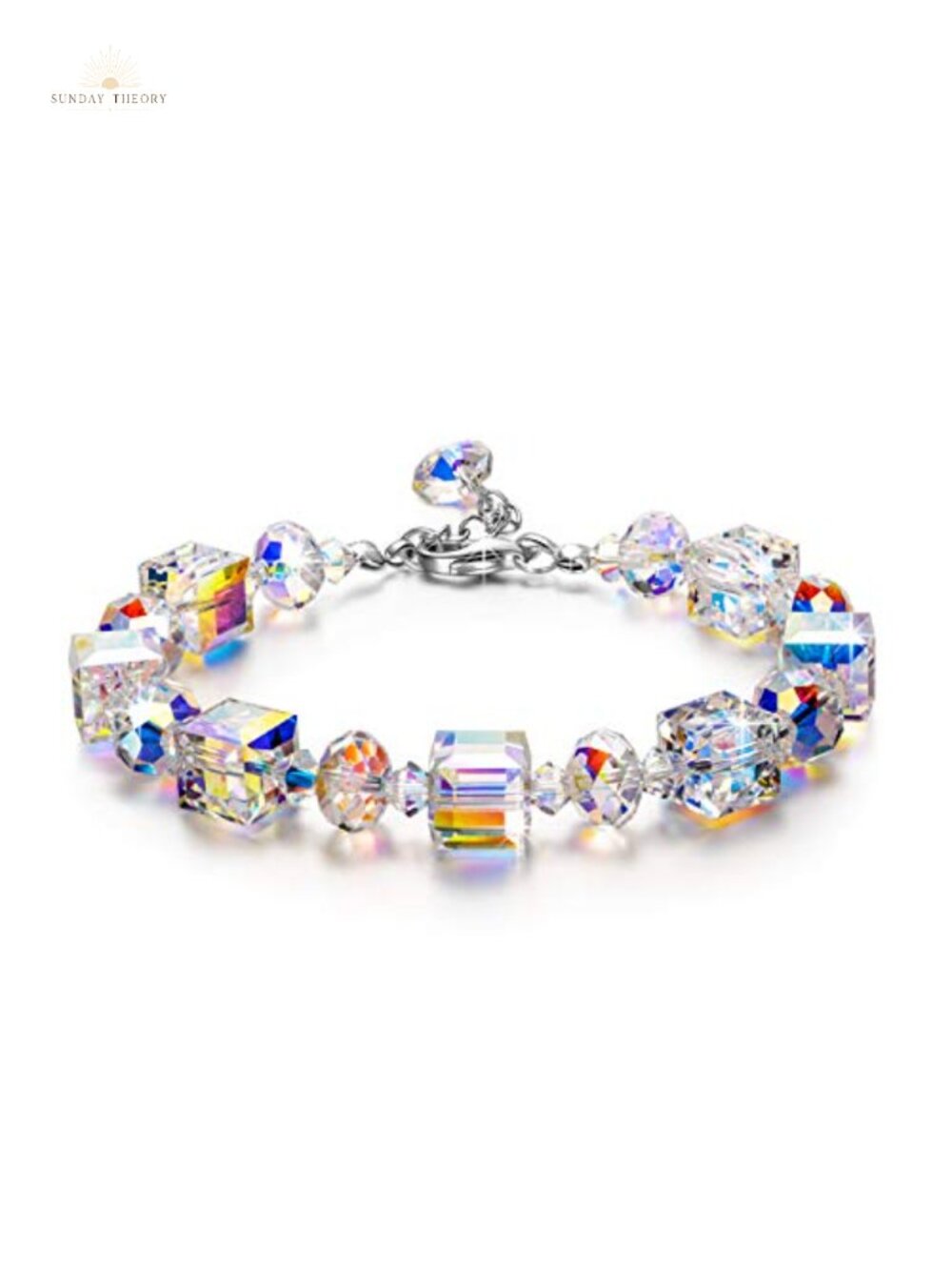 Sterling Silver Crystal Link Bracelet with Extension, Elegant Chain Jewelry